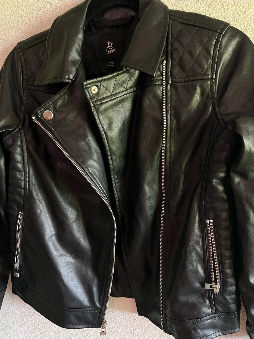 art class Black Quilted Faux Leather Moto Jacket